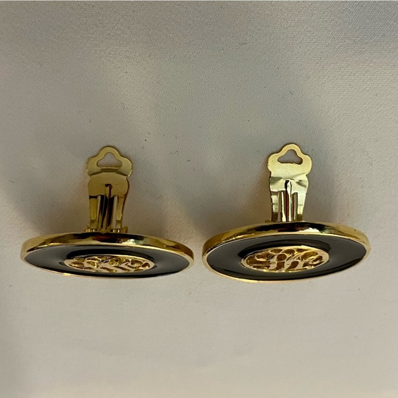 Black and Gold Monogram Earrings - Picture 12 of 16